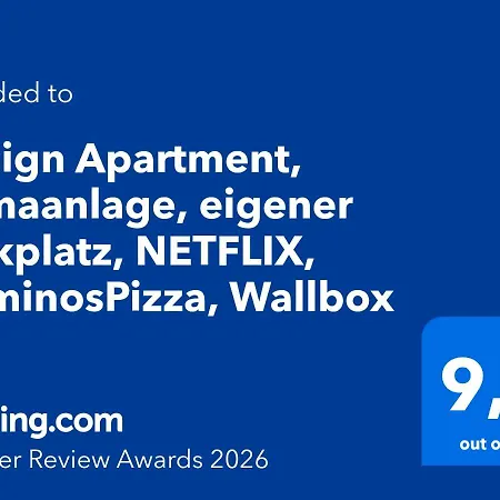 شقة Design Apartment, Klimaanlage, Parkplatz, Netflix & Disney, Dominos Pizza, Wallbox *